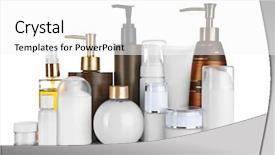  Presentation with cosmetic - Colorful slide deck enhanced with hair care - different cosmetic bottles isolated backdrop and a white colored foreground