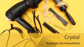  Presentation with hair care - Audience pleasing presentation theme consisting of hair care - hairdresser set with various accessories backdrop and a gold colored foreground