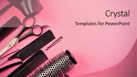  Presentation with accessories - Presentation theme with hair care - hairdresser set with various accessories background and a lemonade colored foreground