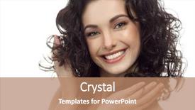  Presentation with tv show studio camera - Beautiful PPT theme featuring hair care - portrait of attractive caucasian smiling backdrop and a coral colored foreground