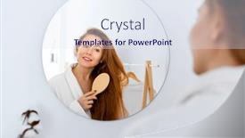  Presentation with hair care - PPT theme featuring hair-care-concept-happy-attractive background and a  colored foreground