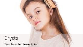  Presentation with hair care - Cool new slides with girl brushing her unruly tangled backdrop and a lemonade colored foreground