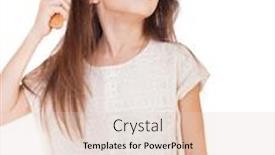  Presentation with hair care - Colorful PPT theme enhanced with girl brushing her unruly tangled backdrop and a lemonade colored foreground