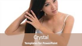  Presentation with hair care - Audience pleasing slide deck consisting of hair care young asian girl backdrop and a coral colored foreground