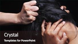 Presentation with violence woman - PPT layouts having hair concept for domestic violence background and a wine colored foreground