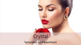  Presentation with nails manicure - Cool new PPT theme with hair cosmetic - beauty woman with red rose backdrop and a lemonade colored foreground