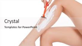  Presentation with shaving - Presentation design consisting of hair cream - woman shaving her legs isolated background and a sky blue colored foreground