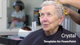  Presentation with hair salon - Theme enhanced with hair curled at a beauty background and a  colored foreground