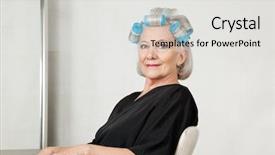  Presentation with hair salon - Presentation theme consisting of hair curlers at beauty background and a  colored foreground