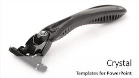  Presentation with black 3d plastic print texture - Audience pleasing PPT layouts consisting of hair cutter - black plastic shaving razor isolated backdrop and a white colored foreground