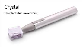 Presentation with electric - Presentation theme with hair cutter - electric eyebrow trimmer isolated background and a white colored foreground
