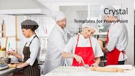  Presentation with black male female fashion - Colorful slides enhanced with hair cutter - male and female chefs preparing backdrop and a light gray colored foreground