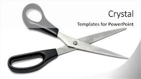  Presentation with pair - Presentation theme enhanced with hair cutter - pair of scissors isolated background and a white colored foreground