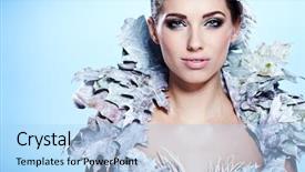  Presentation with artistic - Beautiful slides featuring hair design - young woman in creative image backdrop and a light blue colored foreground