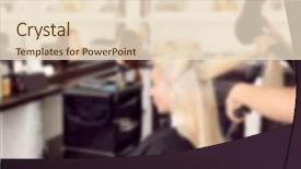  Presentation with hair dresser - Colorful PPT layouts enhanced with hair dresser - blurred hairdressing salon background hairdresser backdrop and a  colored foreground