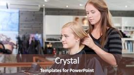  Presentation with beauty salon design - Amazing presentation theme having hair dresser - hairdresser and client in beauty backdrop and a tawny brown colored foreground