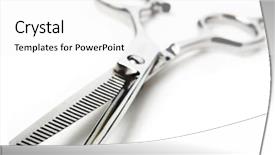  Presentation with professional audio studio - Theme enhanced with hair dresser - professional haircutting scissors studio isolation background and a white colored foreground