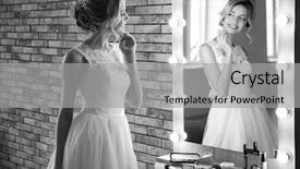  Presentation with makeup artist - Audience pleasing presentation consisting of hair dressing salon - beautiful young bride in white backdrop and a light gray colored foreground