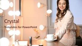  Presentation with cup coffee - Amazing PPT layouts having hair dressing salon - beautiful young bride with cup backdrop and a  colored foreground