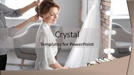  Presentation with hair dressing - Presentation theme with hair dressing salon - hairdresser preparing bride before her background and a  colored foreground