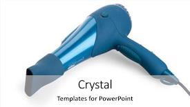  Presentation with clipping - PPT theme consisting of hair dressing salon - hairdryer isolated on white background background and a white colored foreground