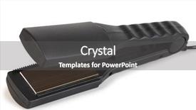  Presentation with hair dressing - Colorful PPT layouts enhanced with hair dressing salon - iron hairdryer isolated backdrop and a dark gray colored foreground