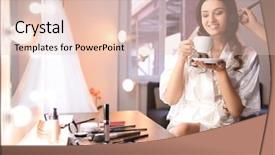  Presentation with makeup artist - Theme having hair dressing salon - makeup artist preparing bride background and a  colored foreground