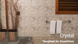  Presentation with hotel prsantation - Audience pleasing presentation theme consisting of hair dryer - interior of modern hotel bathroom backdrop and a  colored foreground