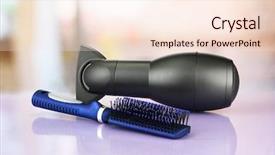  Presentation with hair brush - PPT theme featuring hair dryer and comb brush background and a lemonade colored foreground