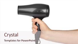  Presentation with hair - PPT theme having hair dryer in hand isolated background and a sky blue colored foreground