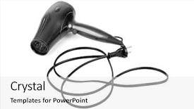  Presentation with hair dressing - Slide set with hair dryer isolated on white background and a white colored foreground