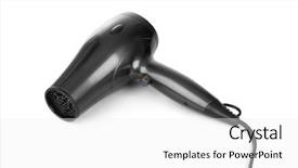  Presentation with hair cleanser - Beautiful PPT theme featuring hair dryer isolated on white backdrop and a white colored foreground