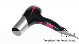  Presentation with hair - Colorful slide set enhanced with hair dryer isolated over white backdrop and a white colored foreground