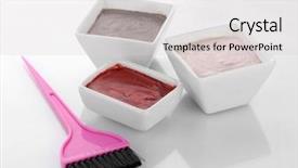  Presentation with hair brush - Cool new PPT theme with hair dye in bowls backdrop and a light gray colored foreground