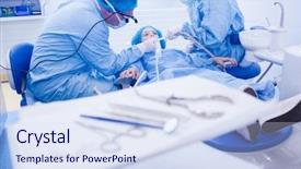  Presentation with dental examination - Slide set consisting of hair examination - dentist examining a patients teeth background and a sky blue colored foreground