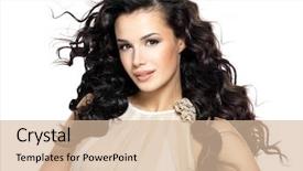  Presentation with long hair - PPT theme enhanced with hair fashion model with wavy background and a lemonade colored foreground