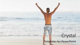  Presentation with sea - Slide set consisting of hair free - man cheering looking background and a lemonade colored foreground
