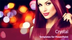  Presentation with girl model - Amazing slide set having hair hairstyle hair cosmetics haircare backdrop and a violet colored foreground