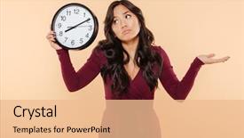  Presentation with hair care - Slide deck enhanced with hair holding clock showing time background and a lemonade colored foreground