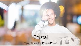  Presentation with eye african american models - PPT theme with hair holding soccer football ball background and a  colored foreground