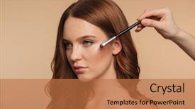  Presentation with cosmetics cream - Slides featuring hair looking away while somebody background and a coral colored foreground