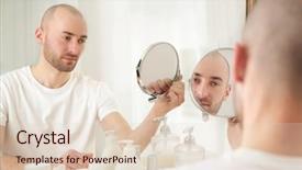  Presentation with hair loss - Beautiful slide deck featuring hair loss concept young handsome backdrop and a lemonade colored foreground