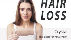  Presentation with hair loss - Colorful presentation enhanced with hair loss concept young woman backdrop and a light gray colored foreground