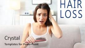  Presentation with hair brush - Audience pleasing presentation theme consisting of hair loss concept young woman backdrop and a soft green colored foreground