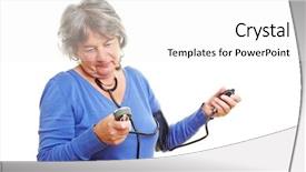  Presentation with blood pressure - Cool new presentation theme with hair measuring her blood pressure backdrop and a white colored foreground