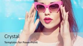  Presentation with nail art - Beautiful PPT theme featuring hair nails - colorful portrait of young attractive backdrop and a  colored foreground