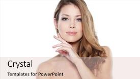  Presentation with female - Presentation theme with hair nails - portrait of beautiful female model background and a lemonade colored foreground