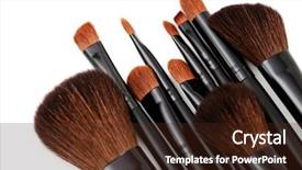  Presentation with treatment - Amazing slide set having hair products - make-up brushes isolated backdrop and a wine colored foreground