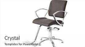  Presentation with barber - Audience pleasing PPT theme consisting of hair saloon - contemporary barber chair isolated backdrop and a white colored foreground