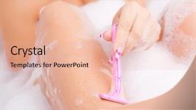  Presentation with shaving - PPT theme consisting of hair slide - closeup of a hand background and a lemonade colored foreground